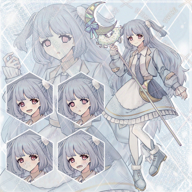 三日月魔法少女【表情差分４種・杖付き】