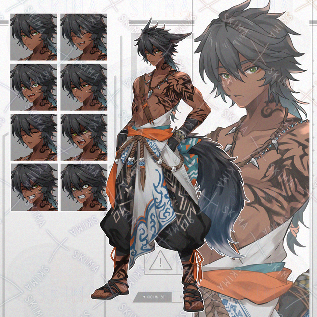 民族風の男性（表情8種）