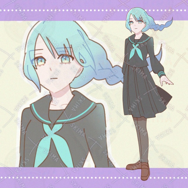 空色の髪の三つ編みの女の子