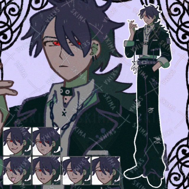 タバコを吸う褐色の男性【表情6種】