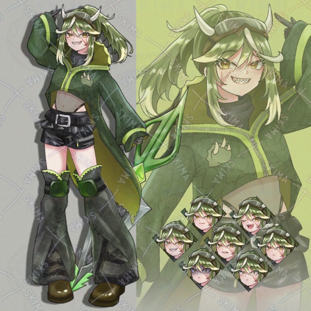 【お正月セール】ギザ歯女の子の立ち絵/表情差分7種