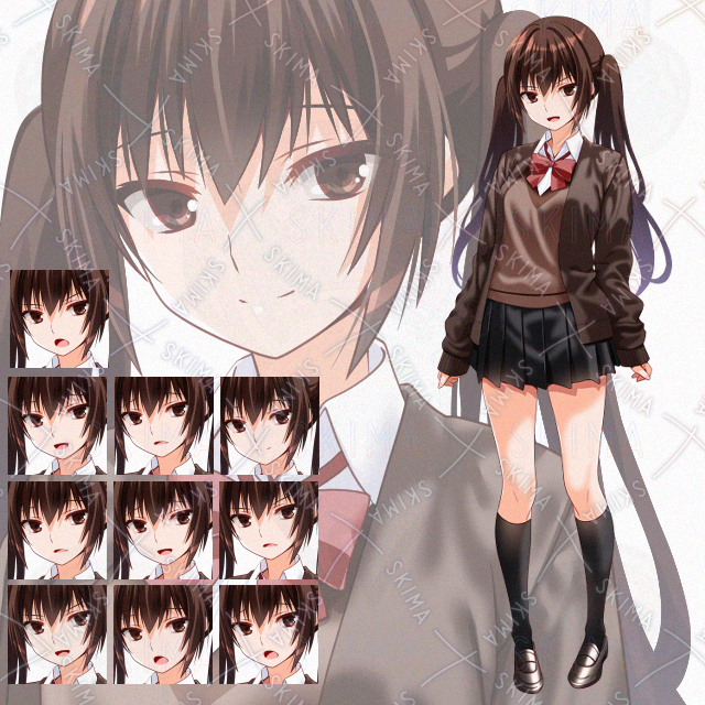 【表情10種】ツインテミニスカ少女