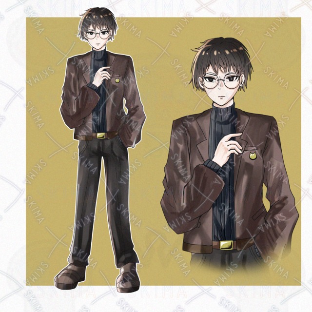 丸メガネの青年キャラ