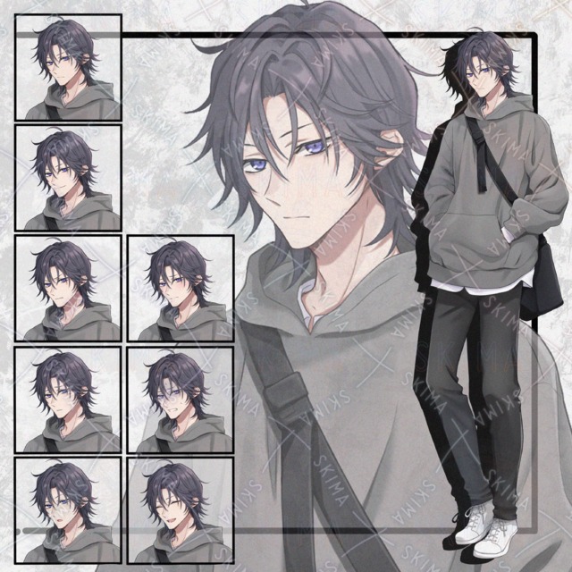 カジュアルな男性立ち絵　表情8種