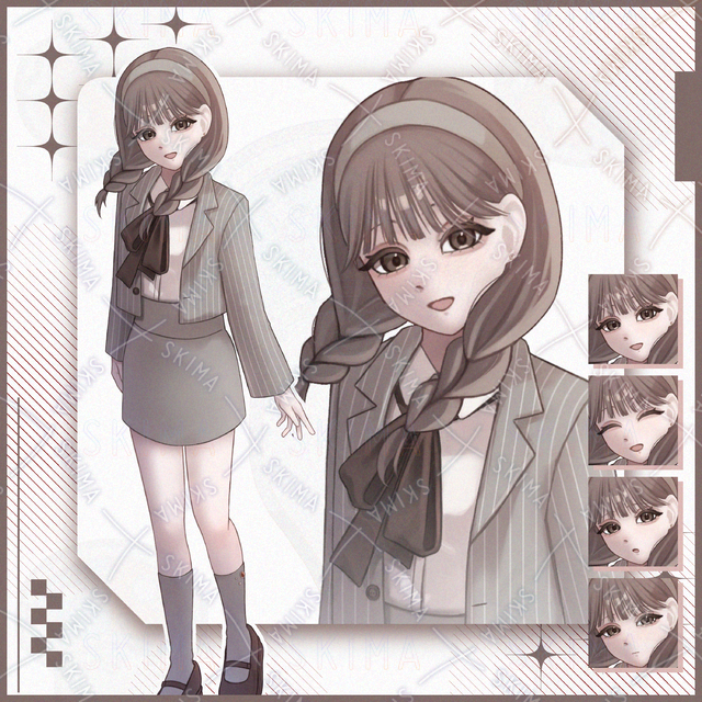 ☆SALE☆【表情4種】三つ編みの女の子