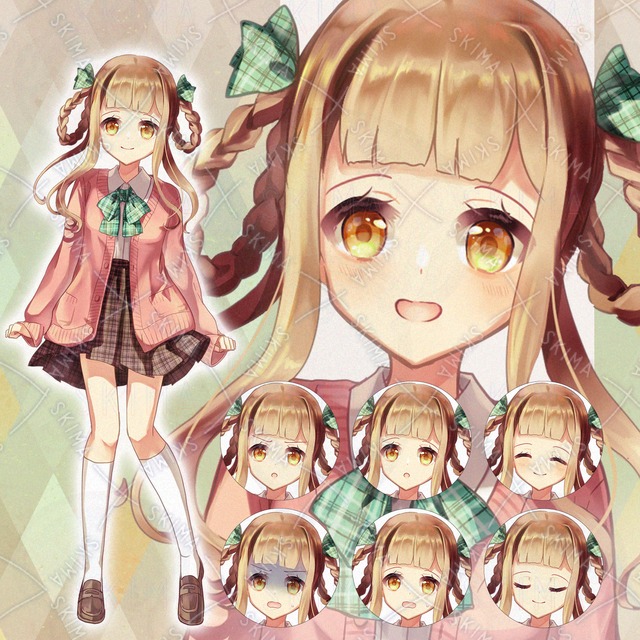 カーディガンを着た制服の女の子【表情10種】