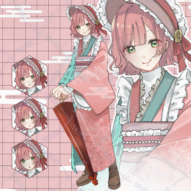 【adopt1】和装の女性　表情差分4種