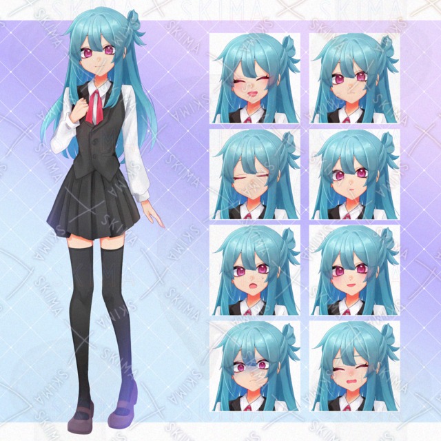 ［表情9種］青髪の女の子