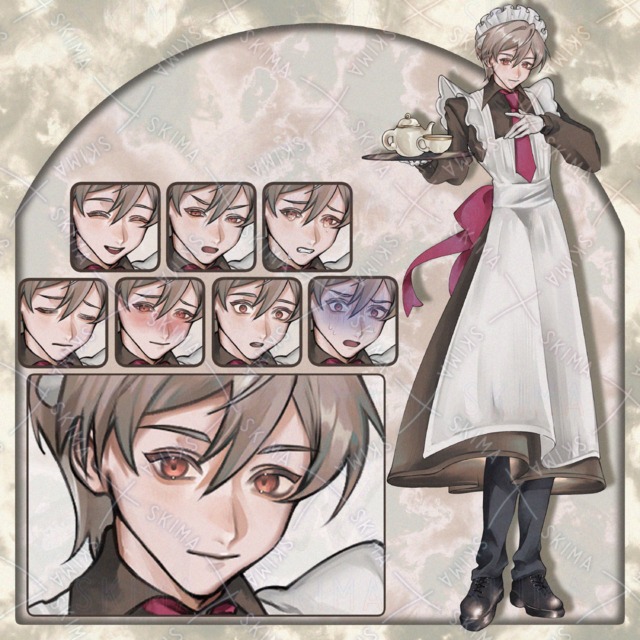 【表情差分8種】男性メイド