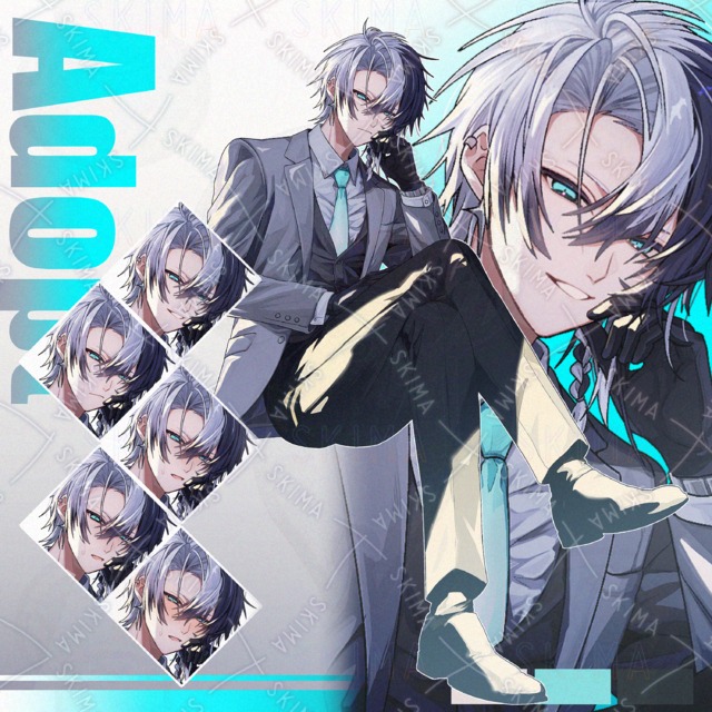 ツートン髪の男性【表情6種】