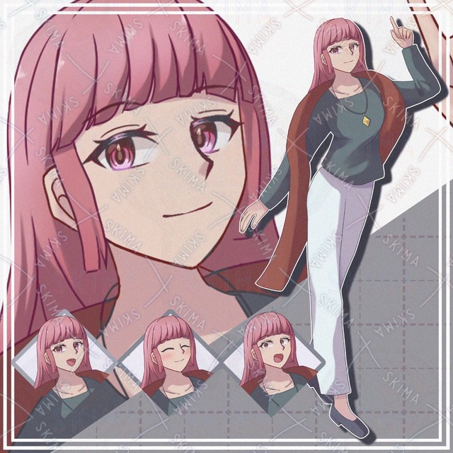 【表情10種】褐色肌の赤髪女の子【立ち絵】