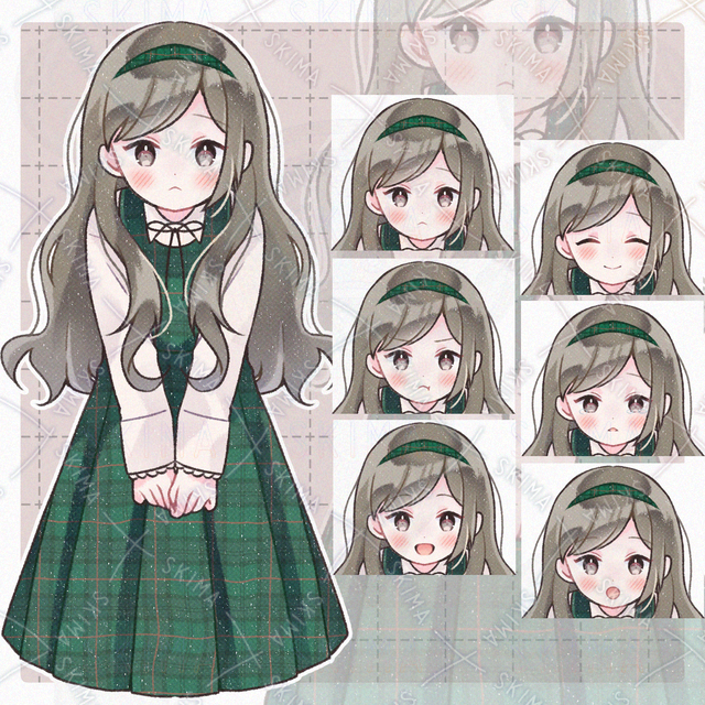 制服&times;ゆるかわ女子【立ち絵/腿上/商用利用可】/ 表情全6種 C