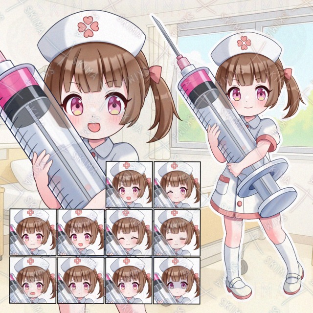 【表情10種】注射器を持ったロリっこナース