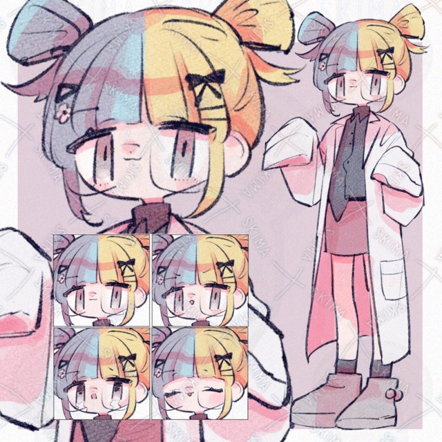 白衣の女の子（表情4種）