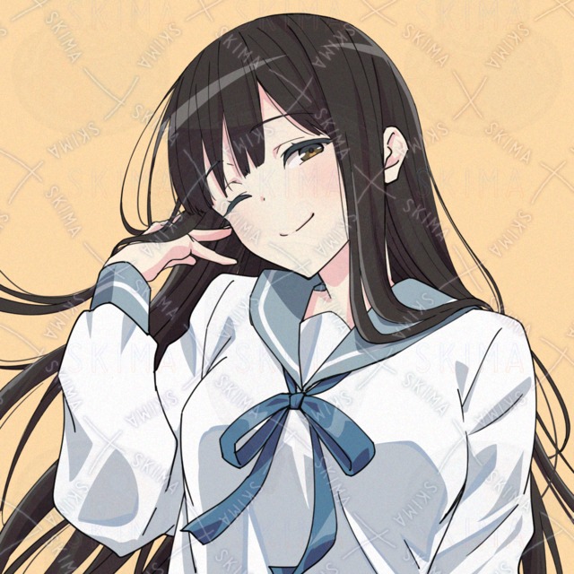 SNSアイコン　黒髪ロングの女の子