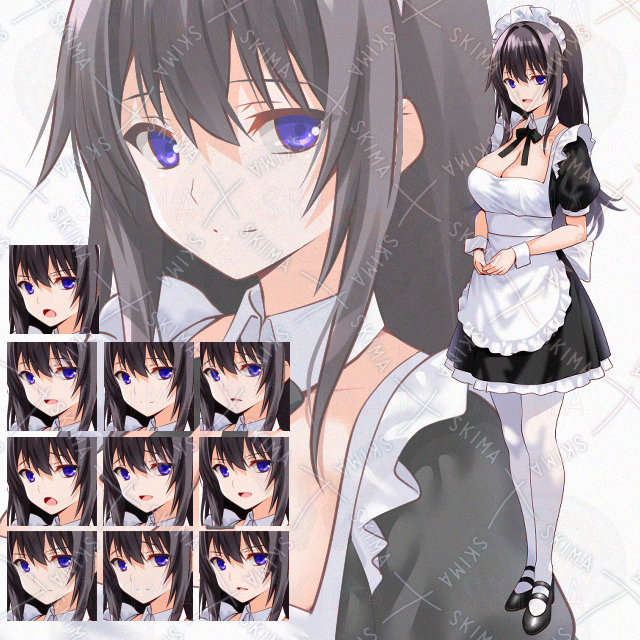 【表情10種】黒髪メイドさん