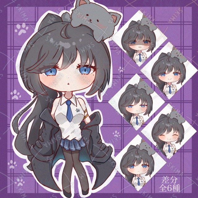 【動画向け】表情差分立ち絵　女の子とネコ3