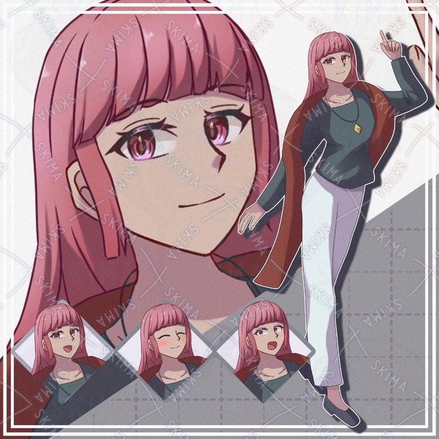 【表情10種】褐色肌の赤髪女の子【立ち絵】