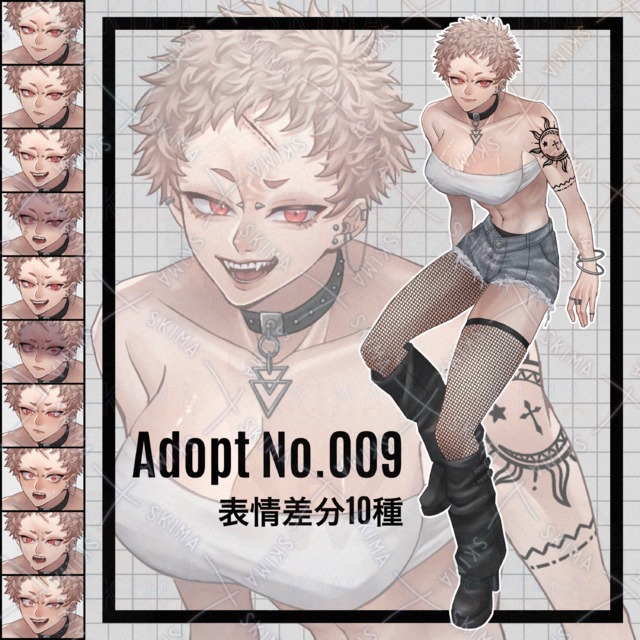 ベリーショートの女性【表情差分10種】