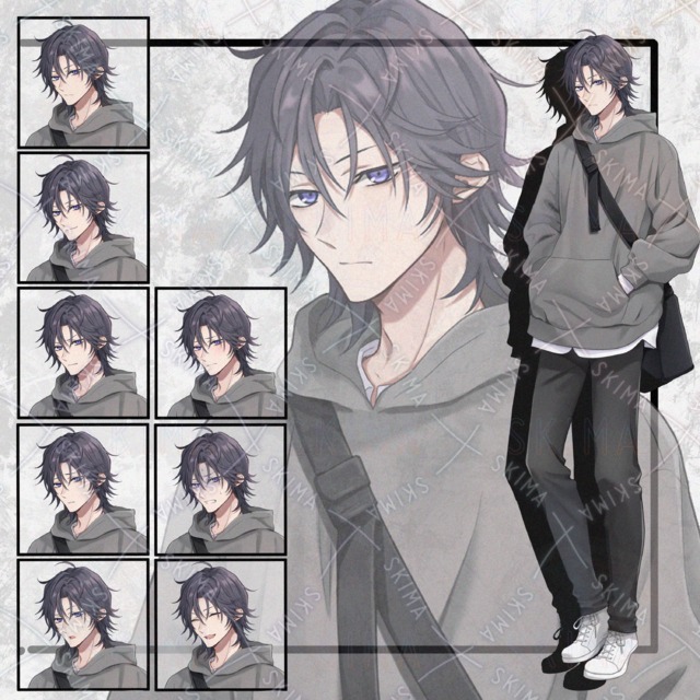 カジュアルな男性立ち絵　表情8種