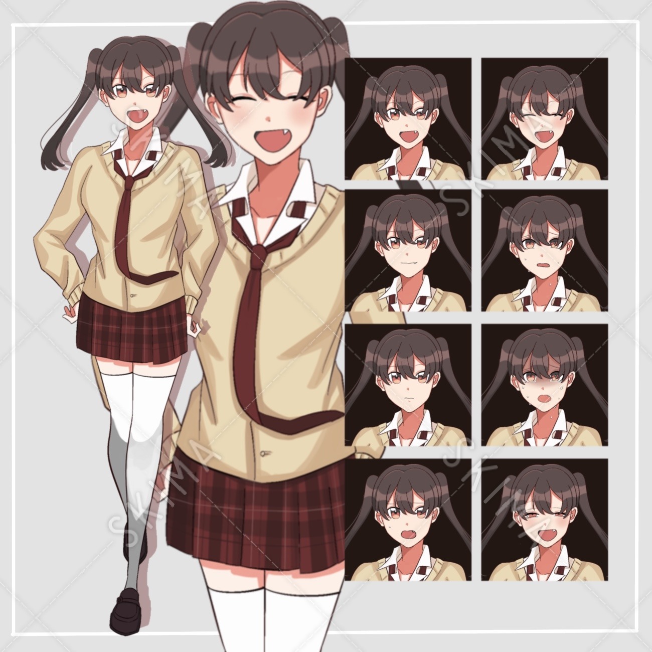 値下げ ブレザー女子 表情差分8種 スキマ スキルのオーダーメイドマーケット Skima