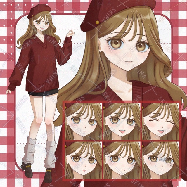 【新年SALE】赤ニットの女の子