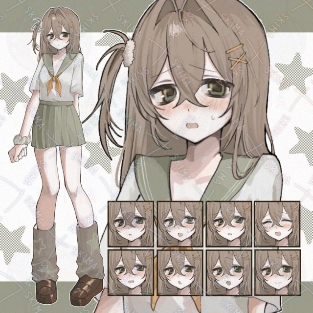 【表情差分10種】セーラー服の女の子