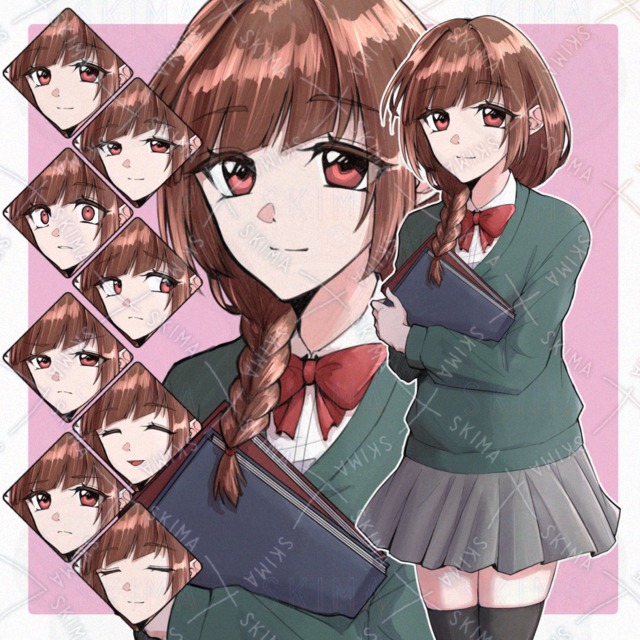 【膝上】文学系の女の子【表情8種】