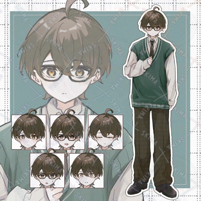 眼鏡をかけた男の子(表情差分５種＋眼鏡なし差分あり)