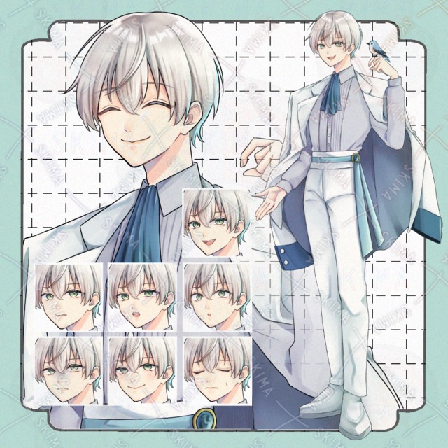 【表情差分８種+小動物１匹】白王子