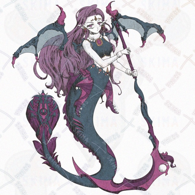 【立ち絵】ダークファンタジー 人魚 女性 【アイコン】