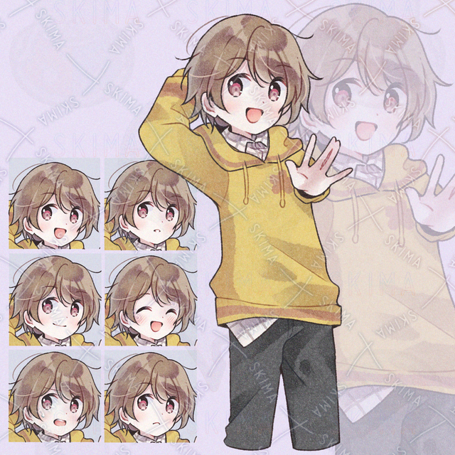 制服&times;ゆるかわ男子【立ち絵/腿上/商用利用可】/ 表情全6種 C