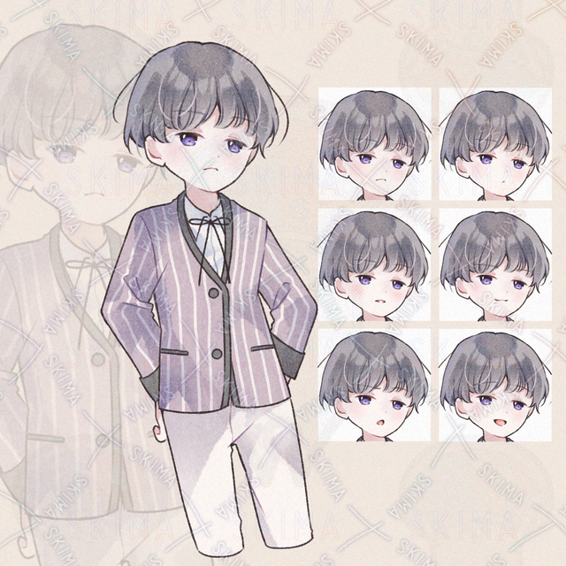 制服&times;ゆるかわ男子【立ち絵/腿上/商用利用可】/ 表情全6種 D