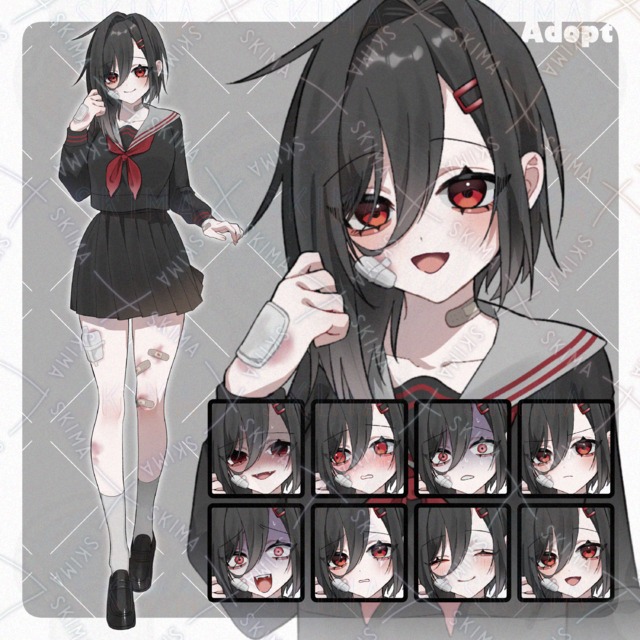 【表情8種】傷だらけのボロボロ制服少女