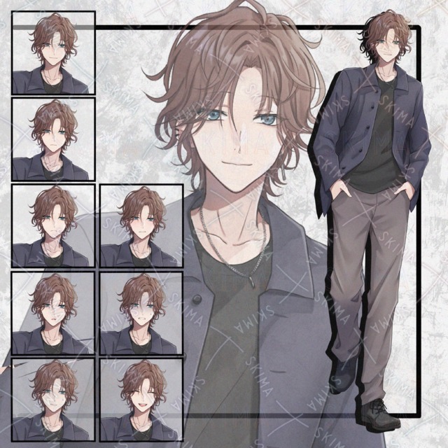 カジュアルな男性立ち絵　表情8種