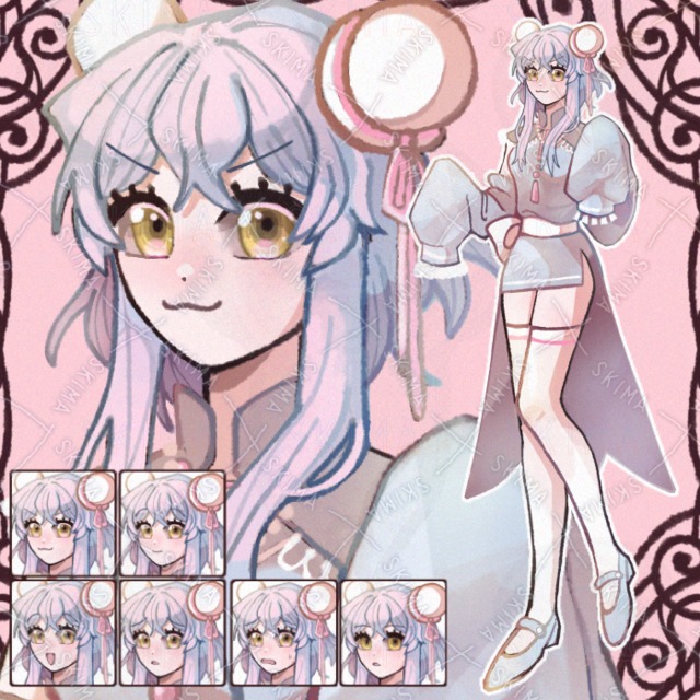 チャイナ風の女性【表情6種】