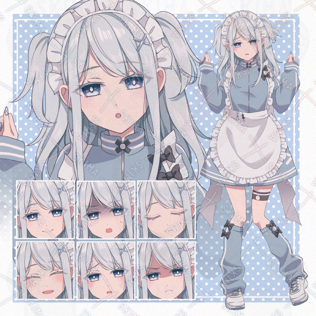 【表情７種】ジャージメイドの女の子