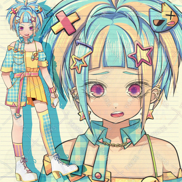 【表情7種】水と黄の子