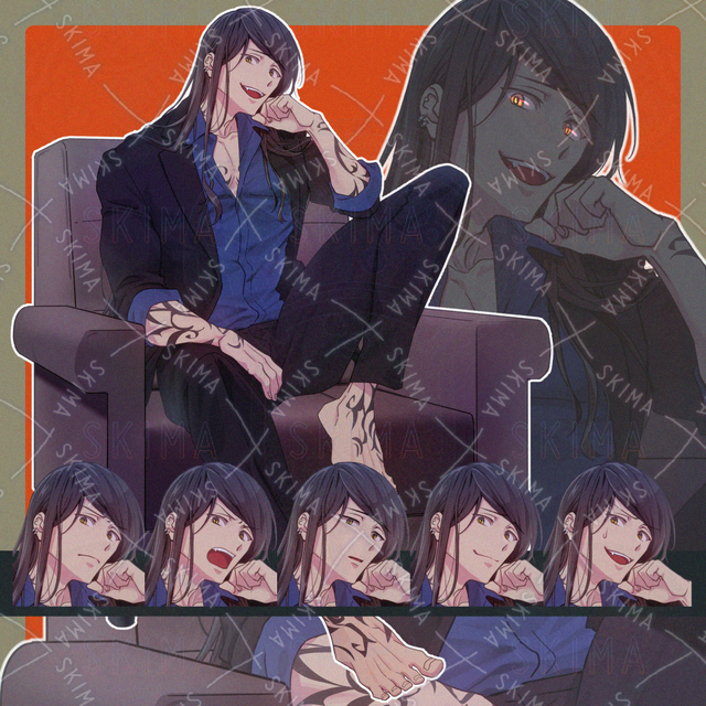 タトゥーピアスの男性 表情6種