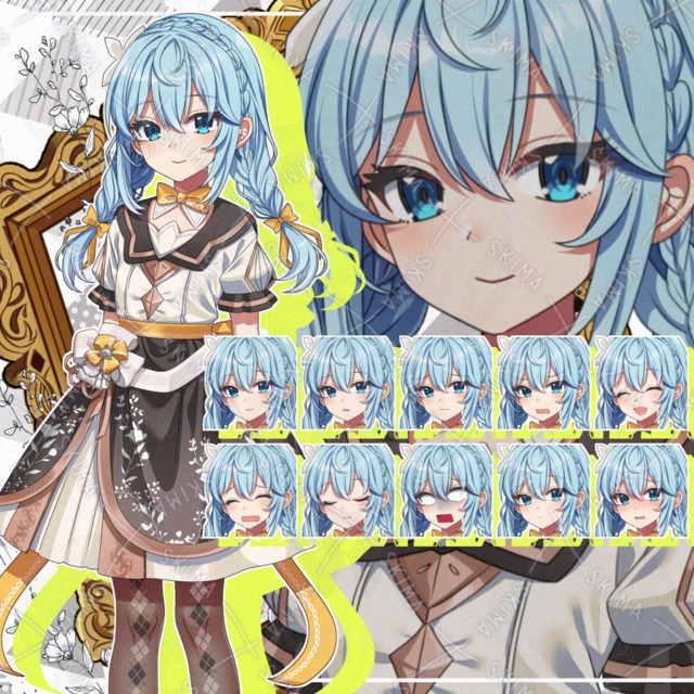 【表情10種】花柄ワンピースの打たれ弱い女の子