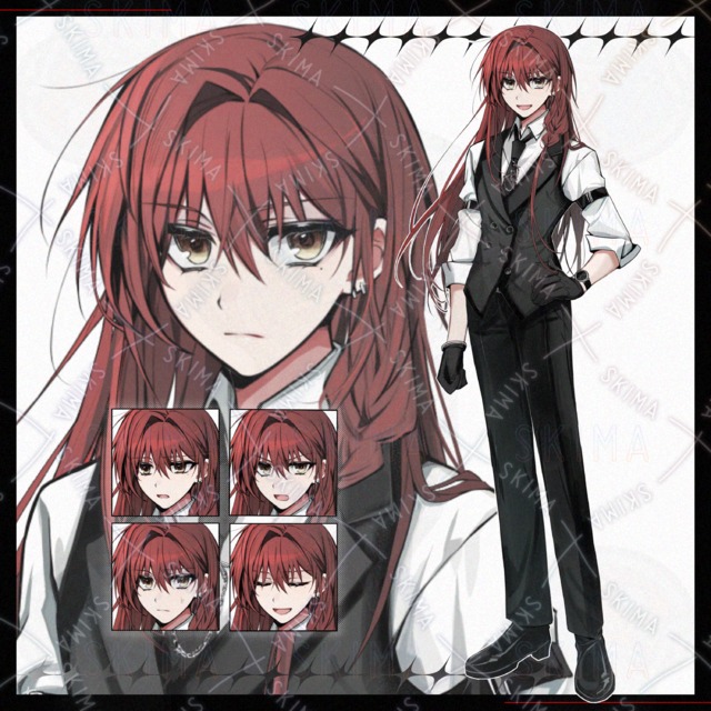 【Adopt】中性的な赤髪スーツキャラ