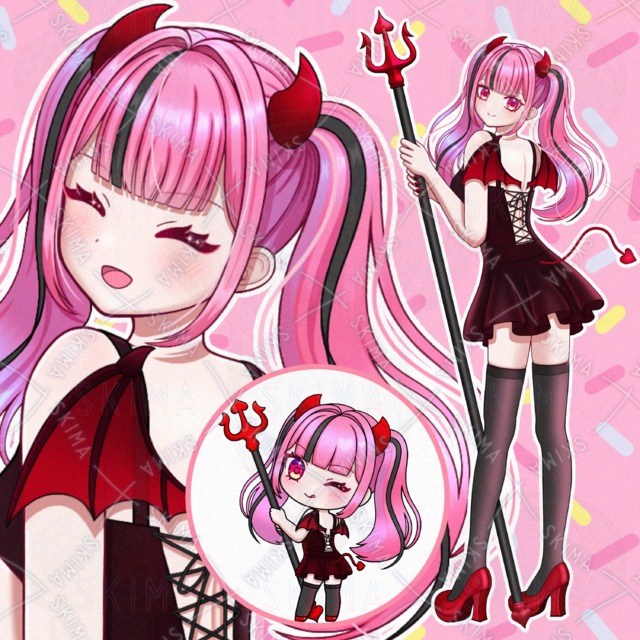 【表情9種＋SDキャラ付き】小悪魔の女の子