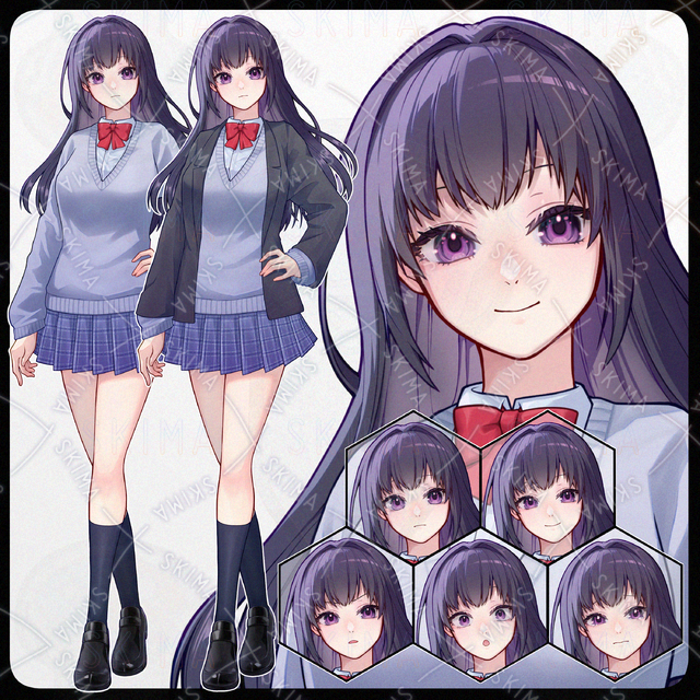 女子高生【表情５種・ブレザー着脱】