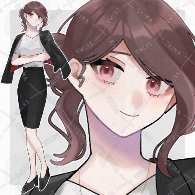 スーツの女性【表情5種】