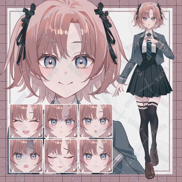 【表情７種】ピンク髪の女の子