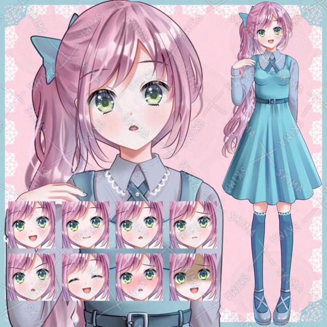 サイドテールの女の子　adopt 表情8種