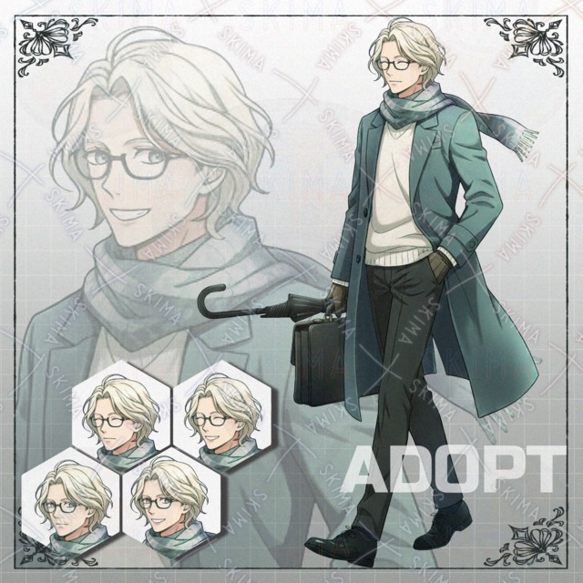 金髪メガネの男性　表情４種類