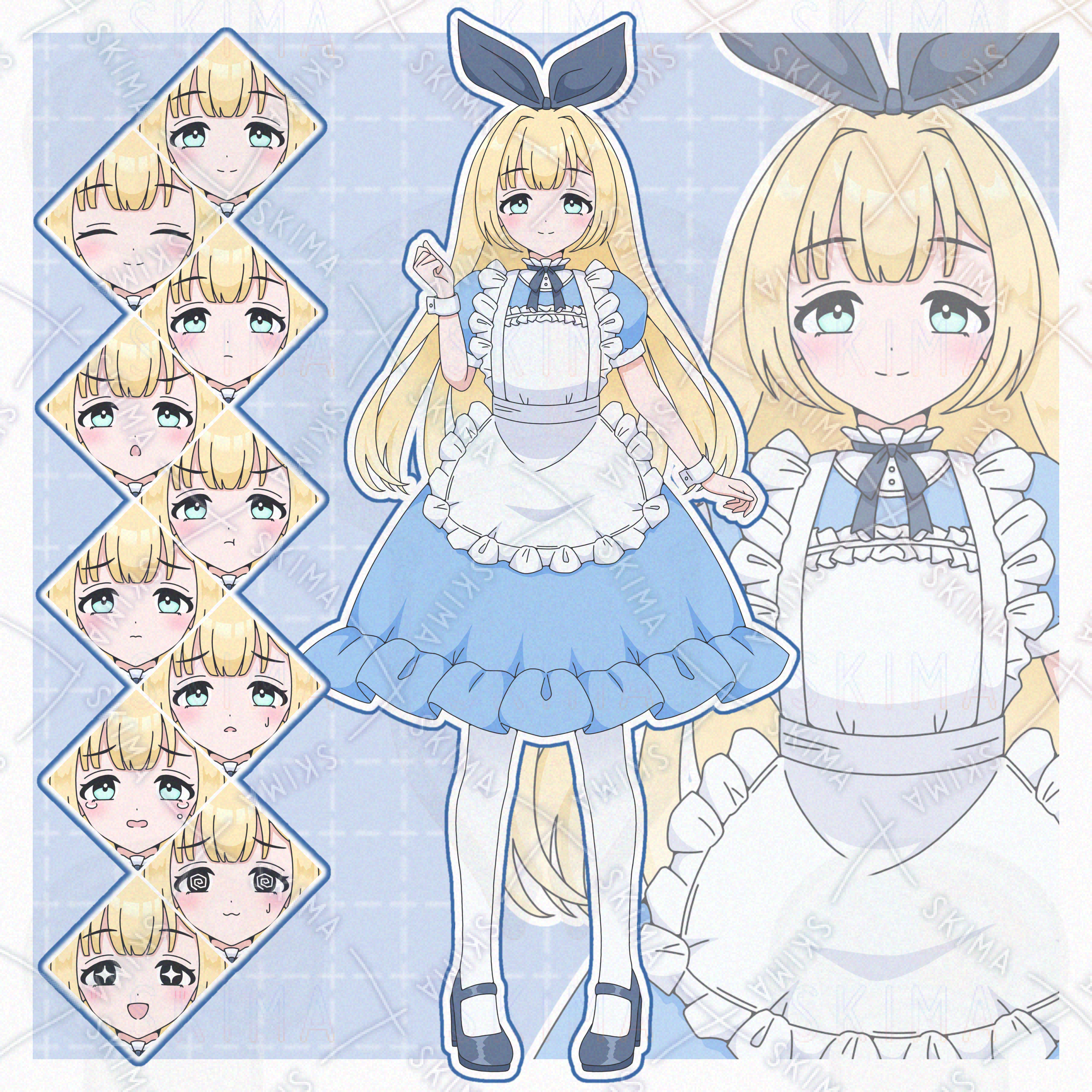 アリス風の女の子(表情10種)