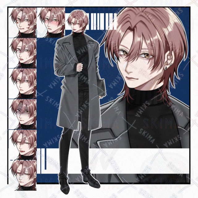 【立ち絵】コート/男性キャラ【表情9種】