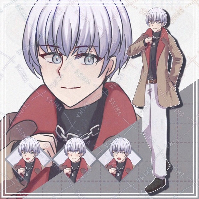 【表情10種】白髪の私服男子【立ち絵】